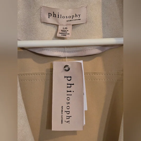 Philosophy Cream Faux Leather Suede Jacket Size Large NWT - Picture 2 of 12